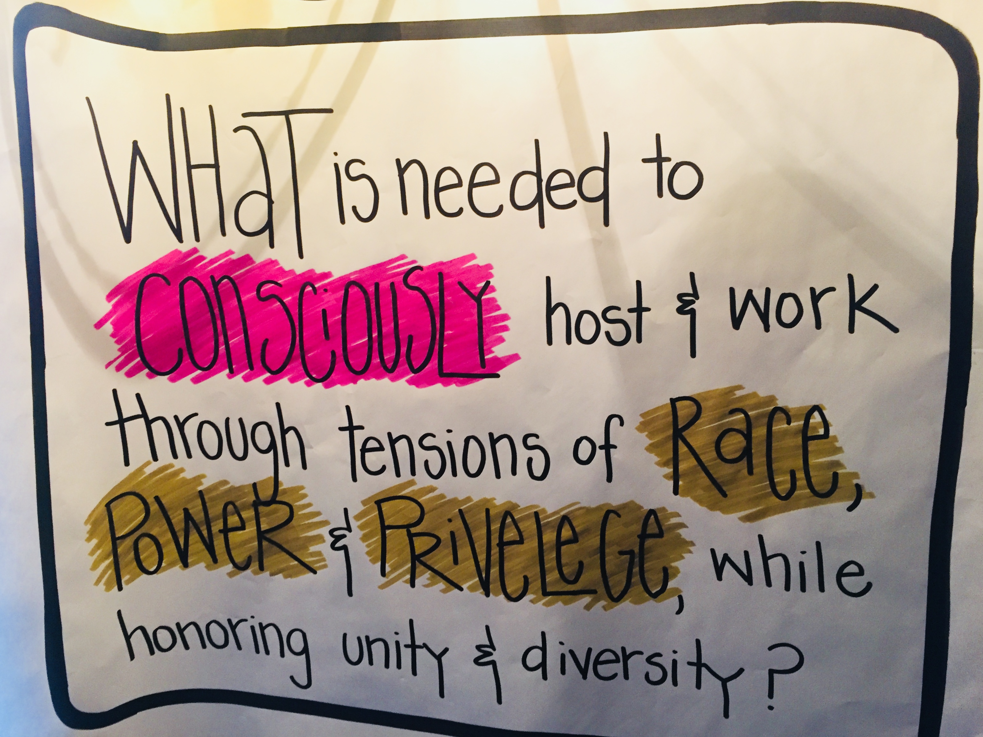 What is needed to consciously host and work through tensions of race, power and privilege while honoring unity and diversity?